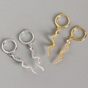 NEW 925 STERLING SILVER SWIRL DROP HOOP EARRINGS